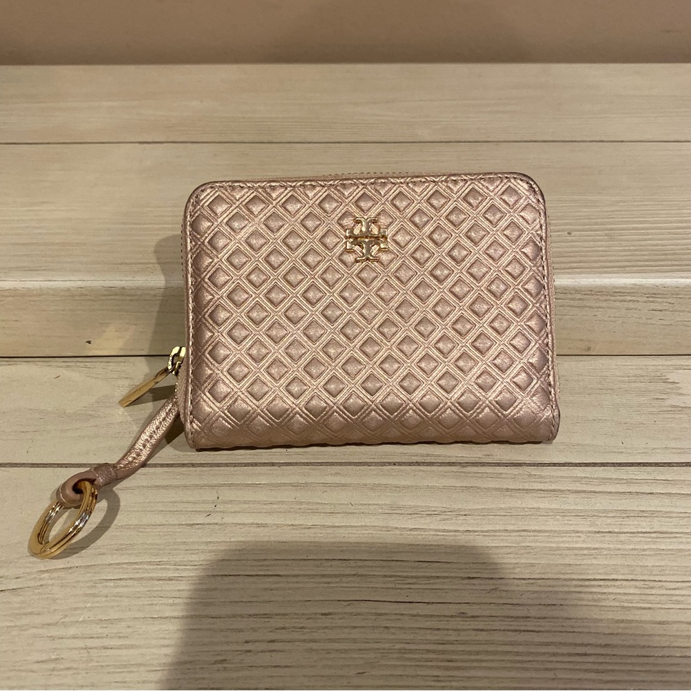 Tory Burch Marion Rose Gold Small Key Chain Wallet EUC - Picture 7 of 11